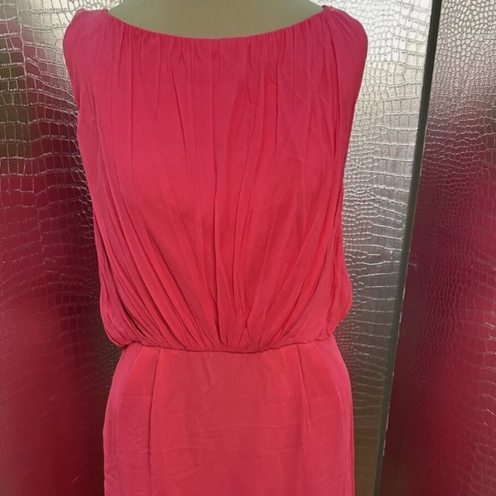 Vintage 1950s 1960s Elinor Gay Fuchsia Chiffon Dress Size Small